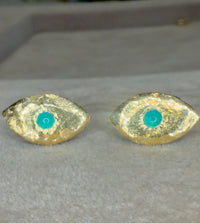 Brazilian Neon Blue Paraiba Tourmaline Princess Eye Stud Earrings (Pair)
