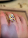 Marquise Cocktail Ring Geometric Abstract Art Sapphires with Diamonds 18 Ct Gold