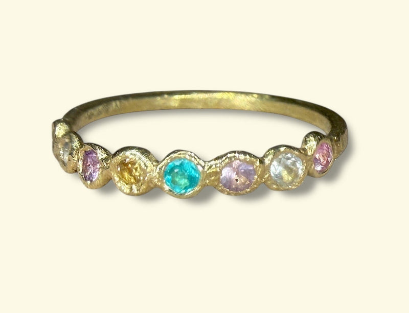 Pastel Sapphires and Paraiba Tourmaline Bubbles Band