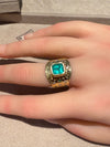 “Esmeralda” Colombian Emerald Cigar Ring Band GIA certified 1.48 Cts with Emeralds and Diamonds