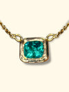 SOLD - One Of A Kind Stunning Vivacious Green Emerald Bezel Set Necklace Emerald Cut 18 Ct Gold
