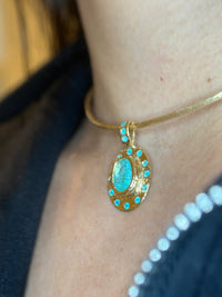 “Azul” Neon Blue Brazilian Paraiba Tourmalines and Mozambique Paraiba Oval Bezel Set Necklace