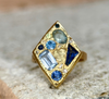 “Ultramarine” Lozenge Abstract Art Cocktail Ring Sapphires Diamonds Aquamarine 18 Ct Gold