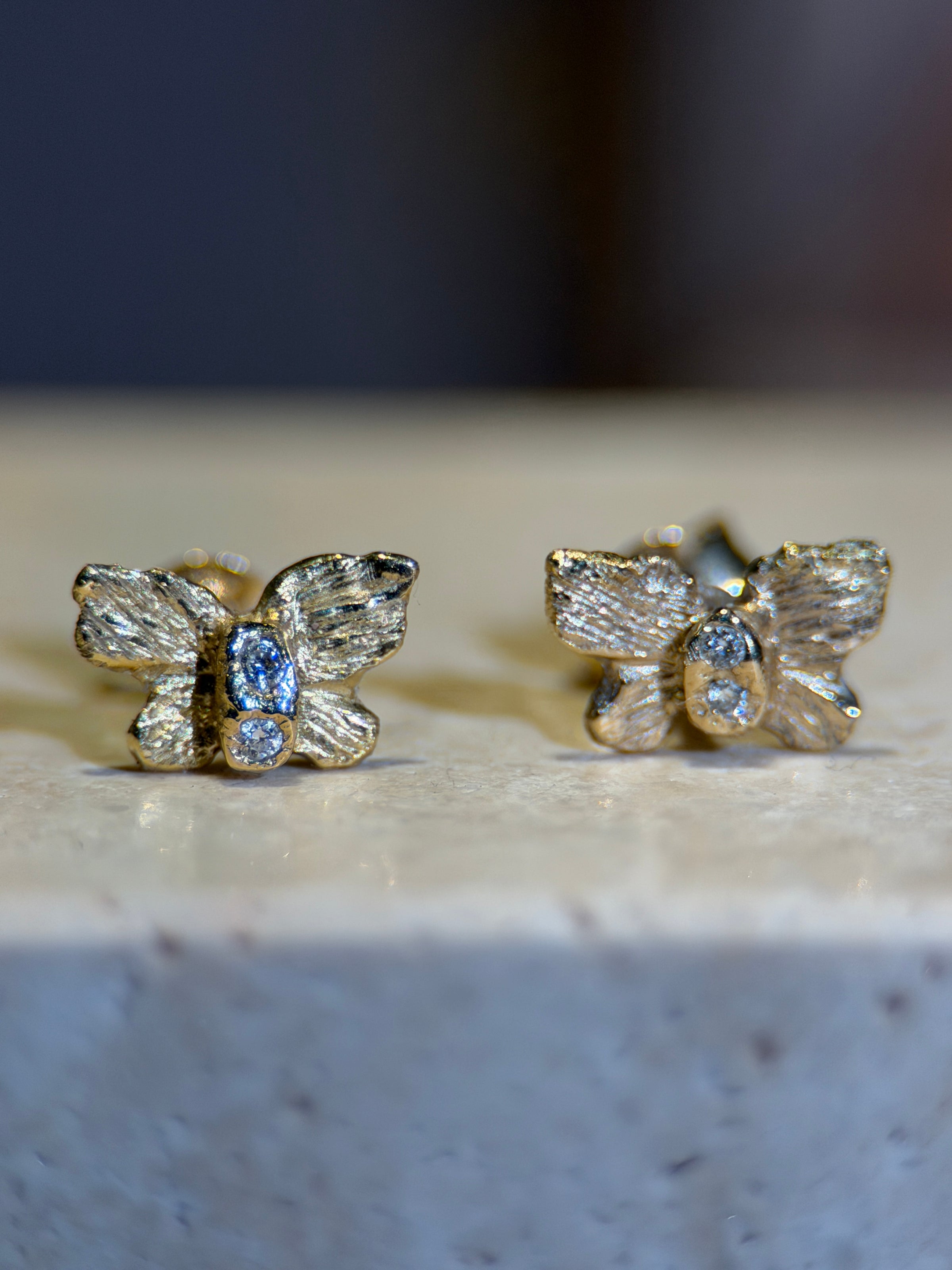 Baby Butterfly Diamonds Studs 18 Ct Yellow Gold (Pair) (Available at Stardust 101 Walton Street, London)