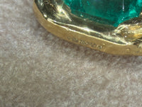 GIA Certified 2.9 Cts Colombian Emerald Half Bezel Set- Cuban Links Chain necklace & choker in 18 Ct Gold