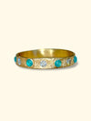 Brazilian Neon Blue Paraibas Tourmalines & Diamonds Ring Band 18 Ct Gold