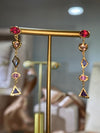 Cubism Mismatched Geometric Sapphires & Tourmaline Earrings 18 Ct Gold