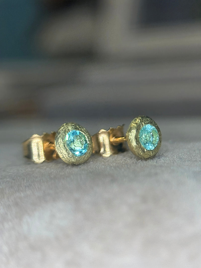 Paraiba Tourmaline Studs 18 Ct Yellow Gold