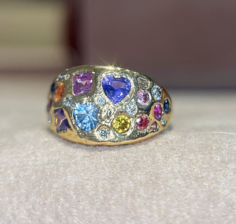 “Galaxy” Dome Abstract Cocktail Ring 18 Ct Gold