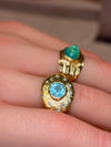 1 Cts Paraiba Eye Ring with Diamonds 18 Ct Gold