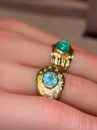 1 Cts Paraiba Eye Ring with Diamonds 18 Ct Gold