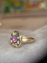 Abstract Lollipop Ring Sapphires 18 Ct Gold