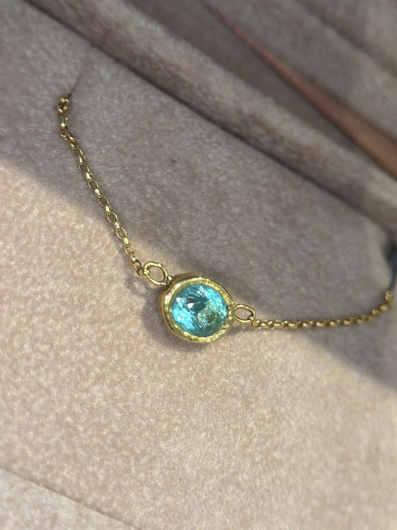 One Of A Kind Beautiful Glowy Blue Oval Paraiba Tourmaline Bezel Set Necklace