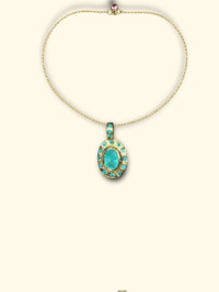 “Azul” Neon Blue Brazilian Paraiba Tourmalines and Mozambique Paraiba Oval Bezel Set Necklace