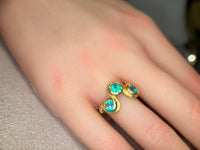 Three Colombian Emeralds Snake Ring 18 Ct Yellow Gold