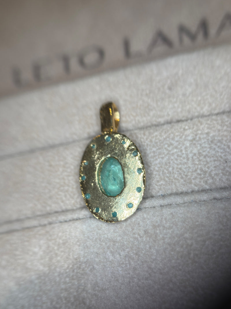 “Azul” Neon Blue Brazilian Paraiba Tourmalines and Mozambique Paraiba Oval Bezel Set Necklace