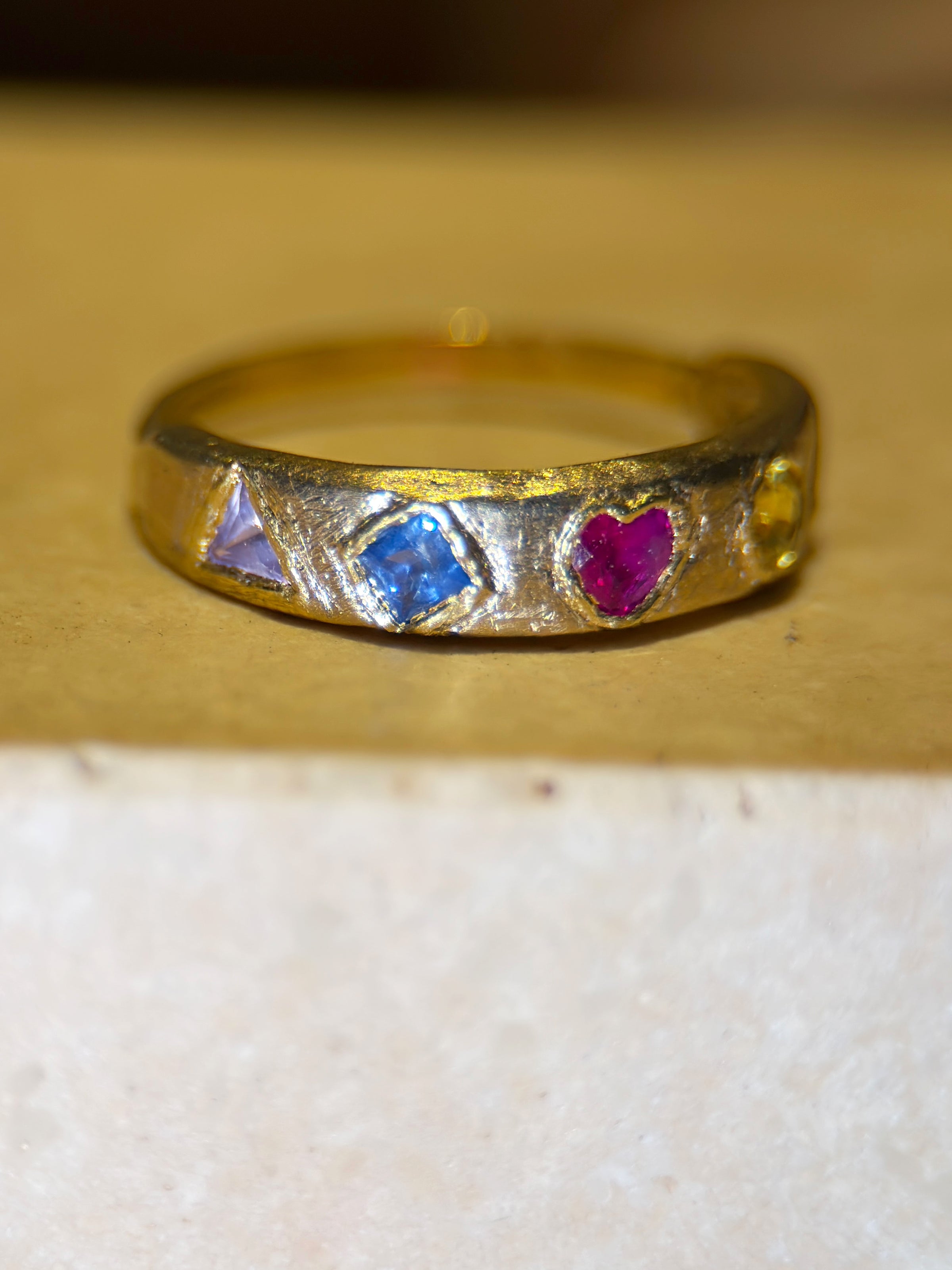 Cubism Abstract Ring Band 18 Ct Yellow Gold