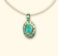 “Azul” Neon Blue Brazilian Paraiba Tourmalines and Mozambique Paraiba Oval Bezel Set Necklace