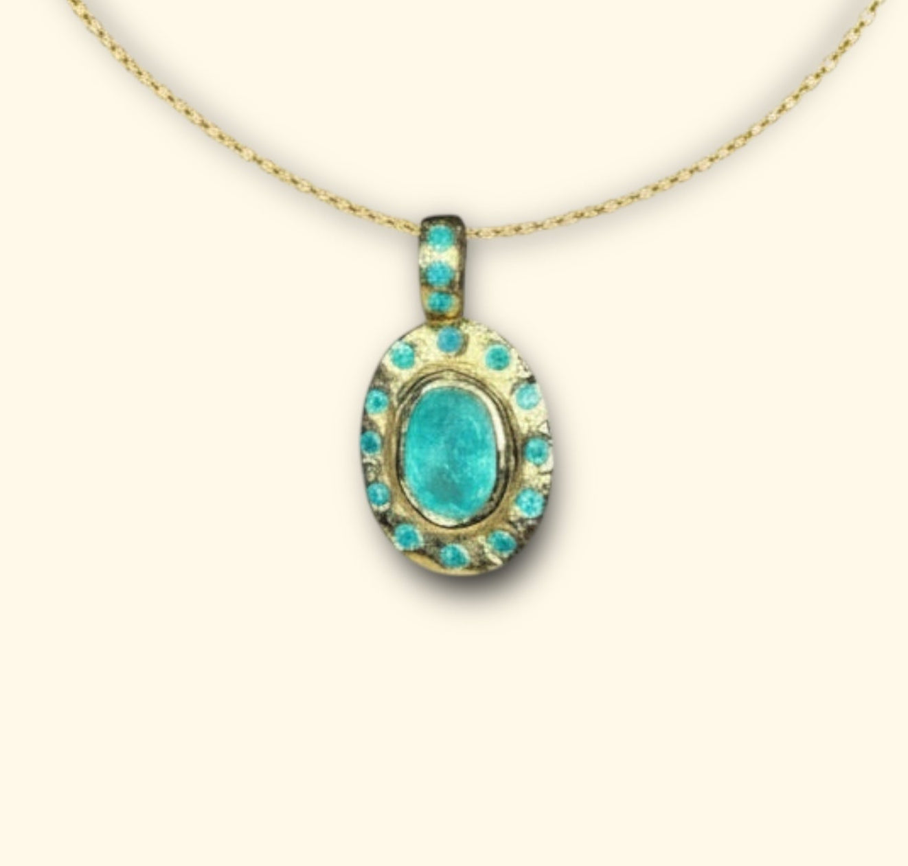 “Azul” Neon Blue Brazilian Paraiba Tourmalines and Mozambique Paraiba Oval Bezel Set Necklace