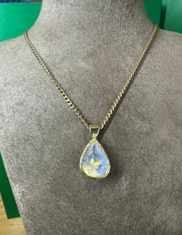 Aqua Drop Stunning Rainbow Moonstone 14K Gold Necklace One of a Kind
