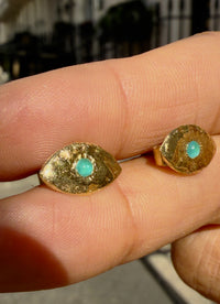 Brazilian Neon Blue Paraiba Tourmaline Princess Eye Stud Earrings (Pair)