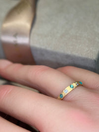 Brazilian Neon Blue Paraibas Tourmalines & Diamonds Ring Band 18 Ct Gold