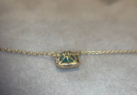 SOLD - One Of A Kind Stunning Vivacious Green Emerald Bezel Set Necklace Emerald Cut 18 Ct Gold