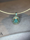“Azul” Neon Blue Brazilian Paraiba Tourmalines and Mozambique Paraiba Oval Bezel Set Necklace