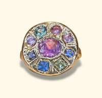 Abstract Lollipop Ring Sapphires 18 Ct Gold