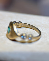 Colombian Emerald Eye Ring with Diamonds 18 Ct Yellow Gold (Available online and also to View in Person at Stardust, London 101 Walton Street)