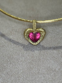 “Passion” 18 Ct Gold Rubellite Tourmaline Heart 3.3 cts Frosted Mat Finish