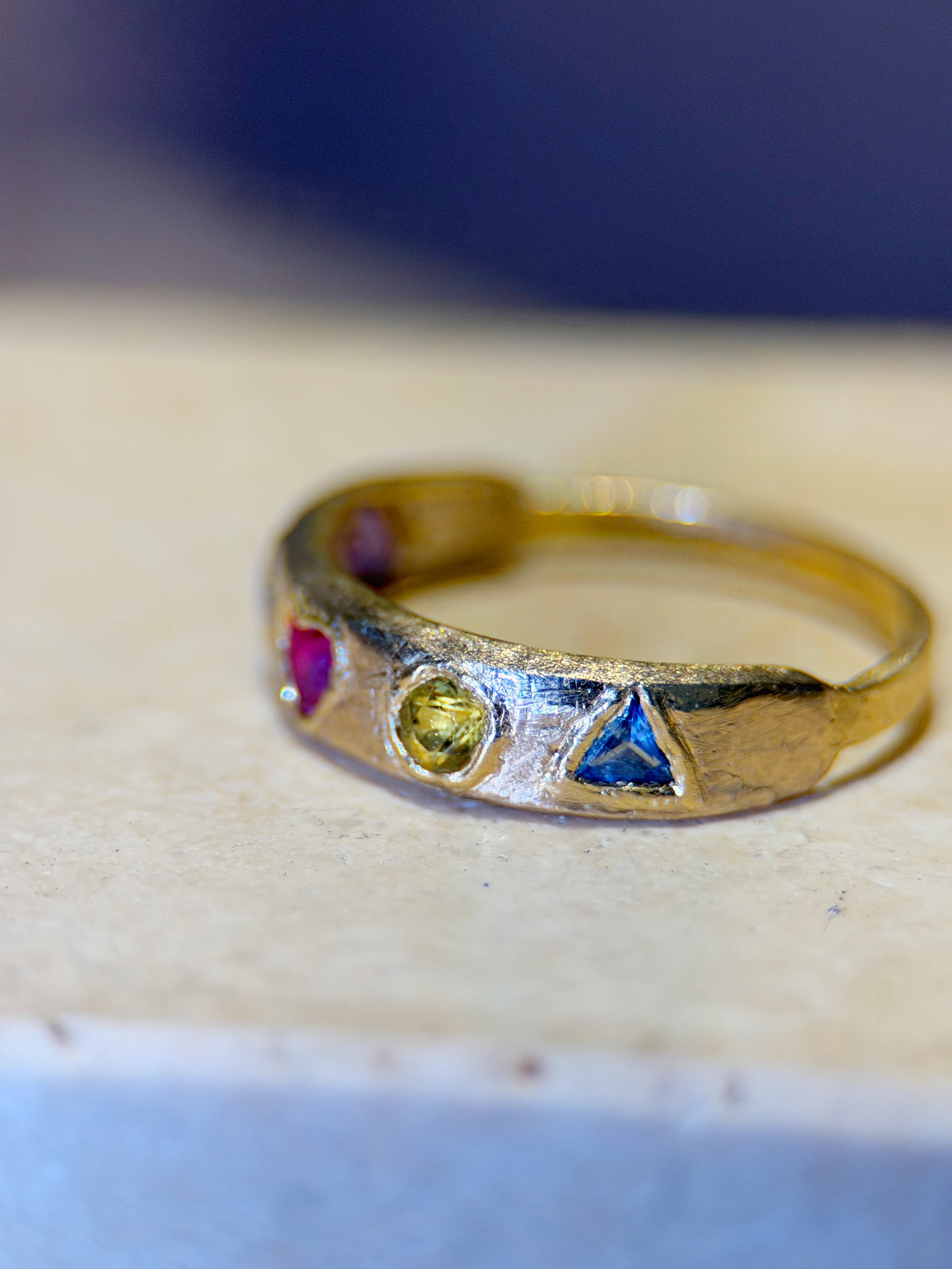 Cubism Abstract Ring Band 18 Ct Yellow Gold