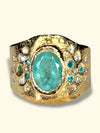 Mermaid Paraiba Tourmaline Oval Cigar Ring 18 Ct Gold