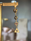 Cubism Mismatched Geometric Sapphires & Tourmaline Earrings 18 Ct Gold