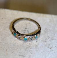 Brazilian Paraiba Tourmalines Neon Blue and Diamonds Band 18 Ct Gold