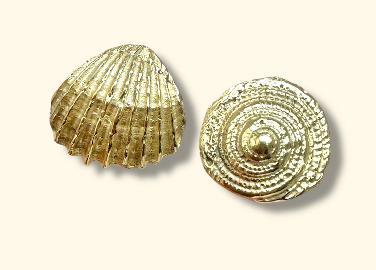 18K Gold Snail & Sea Shell Studs Made to Order