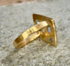 “Ultramarine” Lozenge Abstract Art Cocktail Ring Sapphires Diamonds Aquamarine 18 Ct Gold