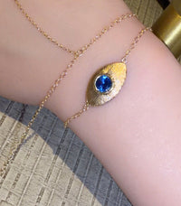 Blue Sapphire Eye Bracelet or Necklace