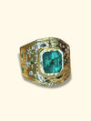 “Esmeralda” Colombian Emerald Cigar Ring Band GIA certified 1.48 Cts with Emeralds and Diamonds