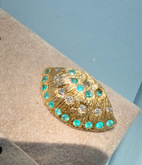 Brazilian Neon Blue Paraiba Tourmaline Large Shell Stud Earrings with Diamonds