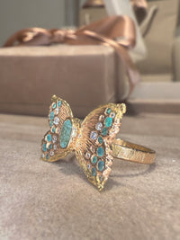 Paraibas Tourmalines and Diamonds “Ocean Butterfly” 18 Ct Gold Ring