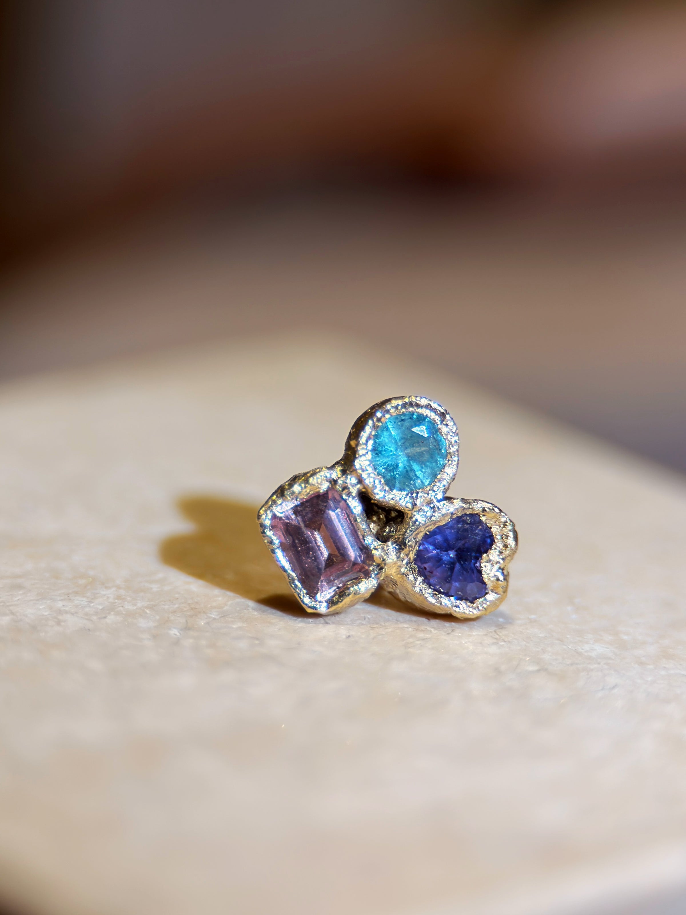Abstract Puzzle  Mismatched Sapphire Earrings (Pair)