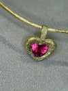 “Passion” 18 Ct Gold Rubellite Tourmaline Heart 3.3 cts Frosted Mat Finish