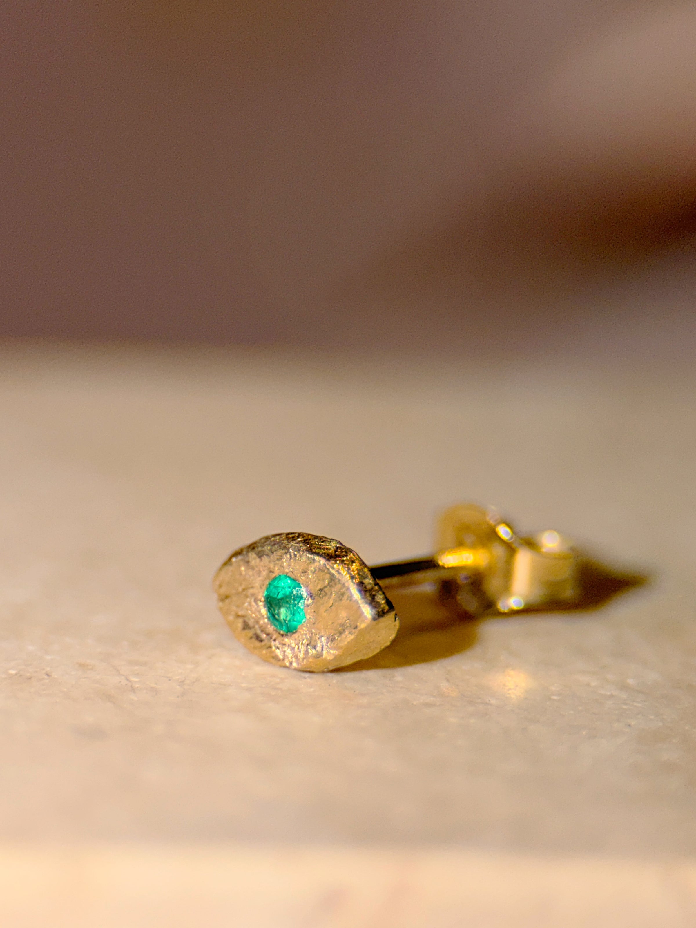 Muzo Colombian Emerald Mini Eye Stud (Single)