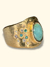 Mermaid Paraiba Tourmaline Oval Cigar Ring 18 Ct Gold