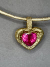 “Passion” 18 Ct Gold Rubellite Tourmaline Heart 3.3 cts Frosted Mat Finish