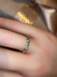 Bubbles Brazilian Neon Blue Paraiba Tourmaline Round Cabochons Bezel Band 18 Ct Gold