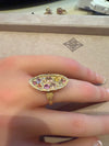 Marquise Cocktail Ring Geometric Abstract Art Sapphires with Diamonds 18 Ct Gold