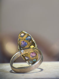Marquise Pastel Abstract Cocktail of Joy Ring Sapphires, Paraibas, Diamonds 18 Ct Gold