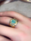Mermaid Paraiba Tourmaline Oval Cigar Ring 18 Ct Gold